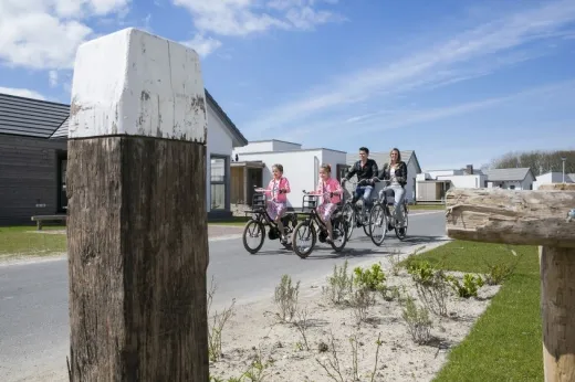 Mensen fietsen over het park