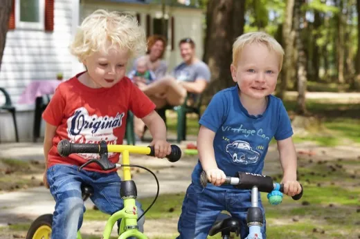 Kinderen fietsen over het park